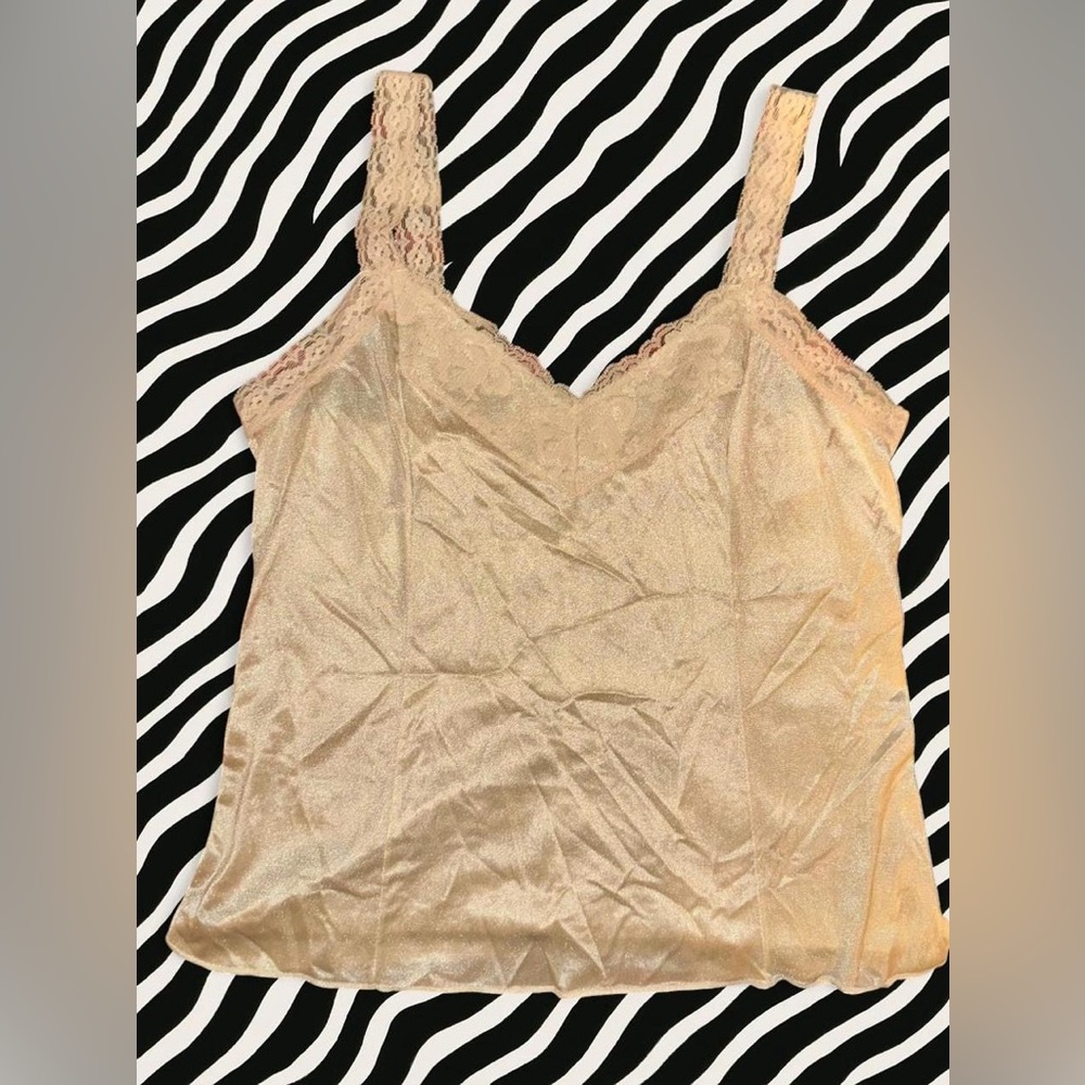 Deena Vintage Satin Cream Lace Camisole